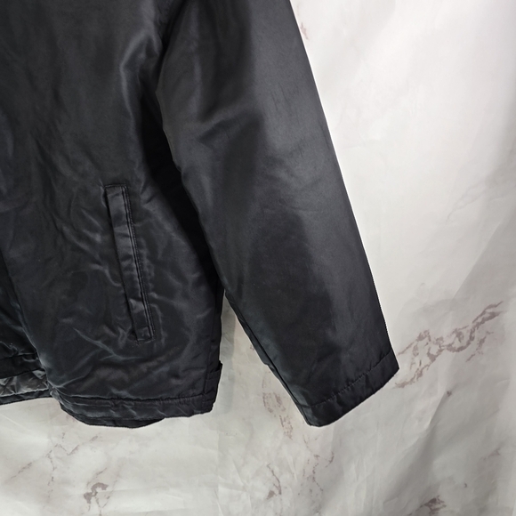 Vintage Levis Jacket Mens Large Black Silver Tab Trucker 90s Fleece Lined Zip - Picture 4 of 13